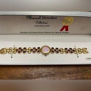 Marcel Drucker Watch Ruby and gold tone